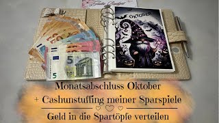 🦋Monatsabschluss Oktober  Cashunstuffing meiner Sparspiele  Geld in die Spartöpfe verteilen🦋 [upl. by Violette]