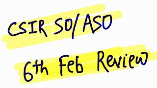 CSIR SOASO Paper Discussion 5th amp 6th Feb  iaspcssimplified [upl. by Geralda]