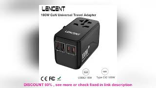 Top BEST LENCENT GaN III 100W Universal Travel Adapter with 2 USB and 2 Type C [upl. by Malinowski]