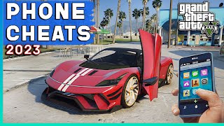 GTA 5  UPDATED PHONE CHEATS 2023 Money Car Repair Girlfriend [upl. by Sprage]