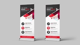 Technology Roll Up Banner Design  Photoshop Tutorial [upl. by Cynth]