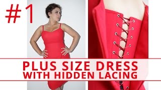 How to make PLUS SIZE dress with HIDDEN LACING Sew plus size dress [upl. by Hepsibah871]