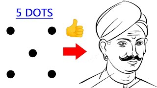 Turn 5 dots into Mangal pandey drawing easy  How to draw Mangal Pandey drawing easy step by step [upl. by Annoiek]