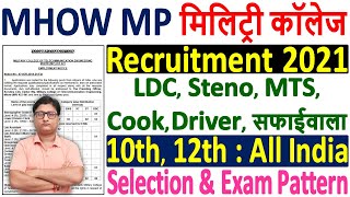 Military College MHOW MP Recruitment 2021 Notification ¦ Military College MHOW MP LDC MTS Form 2021 [upl. by Ettevram]