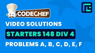 Codechef Starters 148  Video Solutions  A to F  by Subhankar Banerjee  TLE Eliminators [upl. by Anitsyrk]