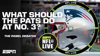 Should the Pats draft a QB or trade down NFL Live debates [upl. by Ellehcin]