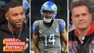 GMFB  quotAmonRa St Brown is HIMquot  Golden Tate gives flowers to WR in Lions 526 win over Jaguars [upl. by Jessa]