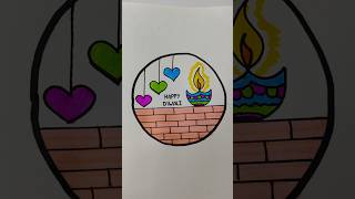 very very easy diwali drawingeasy and simple drawing step by step youtubeshortshappydiwaliart [upl. by Eeram]