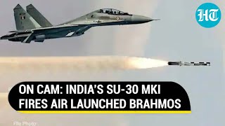 India launches BrahMos Watch the dramatic IAF footage of the missile fire from the Sukhoi jet [upl. by Atled208]