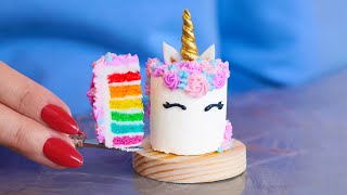 How To Make a TINY UNICORN CAKE  Nerdy Nummies [upl. by Ymmak545]