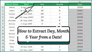 Extract Day Month amp Year from a Date [upl. by Maynord789]