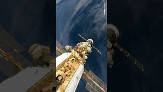 Space work outside ISS shorts satellite shortsvideo [upl. by Esalb]