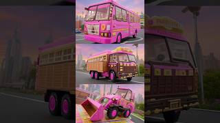 Bus truck and jcb vs candy tractor and wood jcb new fun wood candy trending shortvideo jcb [upl. by Votaw898]