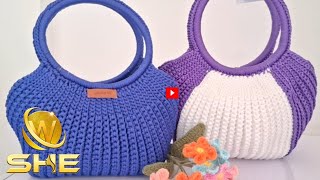 නයිලෝන් වලින් ලස්සන බෑග් ගොතමුcrochet bag with nylon cordsheglobal 0771374923 whatsup [upl. by Enenaej]