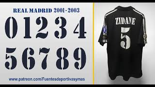 Tipografia Real Madrid 2001  2002  2003 free download Real Madrid Font 2001  2002  2003 [upl. by Thinia]