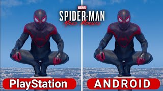 SpiderMan Miles Morales PS5 vs Android  Combat amp Swinging Comparison [upl. by Annavoig585]