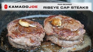 Kamado Joe PanSeared Ribeye Cap Steaks [upl. by Margalo]