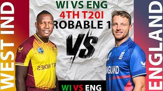 WEST INDIES VS ENGLAND 4TH T20I PROBABLE 11 [upl. by Veronika]