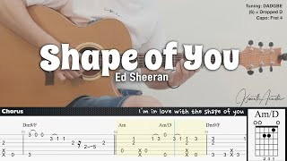 Shape of You  Ed Sheeran  Fingerstyle Guitar  TAB  Chords  Lyrics [upl. by Phyl]