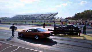 BBC Camaro vs Procharged Mustang  1000 Grudge Race [upl. by Naamann]