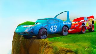 LIGHTNING MCQUEEN vs KING DINOCO vs GIANT CLIFFROCK Pixar Cars [upl. by Orlantha]