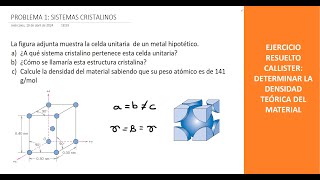 Ciencia de Materiales Sistemas cristalinos y densidad teórica  Ejercicio 1 [upl. by Frasco52]