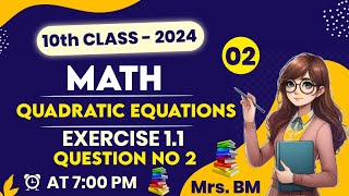 Class 10 maths Chapter 1Exercise 11Class 10 maths Chapter 1Exercise 11 2024Quadratic equation [upl. by Gregoor]