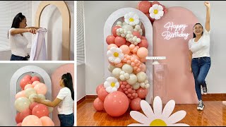 Como hacer un Arco de Globos e instalarlo en un Panel – 🌼Balloon Garland On Backdrop 🌼 [upl. by Orenid]