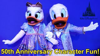 Mickey Minnie amp Friends Meet and Dance at Walt Disney World 50th Anniversary Media Event [upl. by Hanimay]