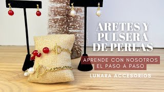 Tutorial paso a paso de Aretes y Pulsera de perlas 2 🎄  Alambrismo  🌙 Lunara Accesorios [upl. by Netsirt]