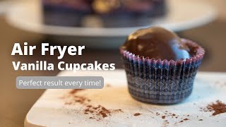 Air Fryer Vanilla Cupcakes  Air Fryer Recipe  Easy Cupcakes  ASMR baking [upl. by Bhayani]