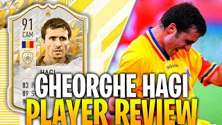 IS HE WORTH IT 91 PRIME ICON GHEORGHE HAGI PLAYER REVIEW  FIFA 22 ULTIMATE TEAM [upl. by Modestine251]