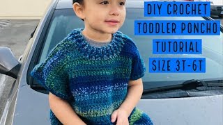 DIY Crochet Toddler Poncho Size 36T Tutorial [upl. by Aical564]