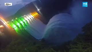 Srisailam Dam Gates Opened Night View with Tricolour SakshiTV [upl. by Arihas630]