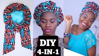 How to make Satin Bonnet Headwrap  4in1 Satin Bonnet  2 pieces satin bonnet [upl. by Eseerahs]