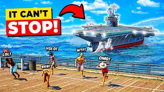 Aircraft Carrier CRASHES into Pier in GTA 5 [upl. by Uird]