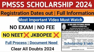 PMSSS Scholarship 2024  PM Scholarship Online Form Apply 2024 NSP Scholarship form apply 2024PMSS [upl. by Outlaw241]