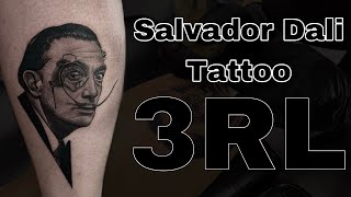 Salvador Dali tattoo  real time tattoo portrait  how to stipple shade tattoo 😎😍 [upl. by Donalt]