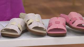 Revitalign Orthotic Linen Leather Slide Sandals  Lisbon on QVC [upl. by Arriet195]