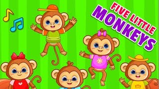 Five little monkeys dancing Kids Videos Kids cartoon Children poems Children Stories Kids Poem [upl. by Holds586]