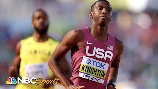 18 year old superstar Erriyon Knighton easily wins first Worlds heat onto 200m semis  NBC Sports [upl. by Derr]