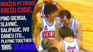 Dražen Petrovic Krešo Ćosić Pino Giergia amp Slavnić PLAYING TOGETHER  1985  RARE FOOTAGE [upl. by Carmelina]