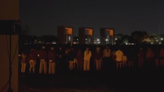 25 years later  Texas AampM commemorates anniversary of campus bonfire collapse that killed 12 [upl. by Aicila960]