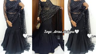 trending mermaid lehanga saree  cutting and stitching 🪡✂️ [upl. by Lahcim804]