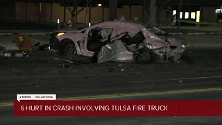 6 Hurt in Crash Involving Tulsa Fire Truck [upl. by Berk614]