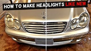 HOW TO RESTORE HEADLIGHTS DEMONSTRATED ON MERCEDES W203 C320 [upl. by Eilagam]