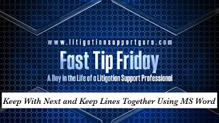 Fast Tip Friday – Keep With Next and Keep Lines Together Using MS Word [upl. by Itak]