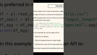 What is Lazy vs Eager api in Polars polars python datascience [upl. by Aurelius]