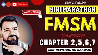 FMSM MINI MARATHON PART 2  CHAPTERS 2567  CS EXECUTIVE OLD SYLLABUS [upl. by Desimone409]