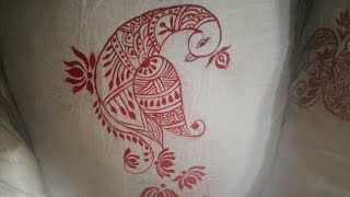 Peacock painting\ How to draw peacock\ ময়ূর ডিজাইন \ ময়ূর কলকা \ Hand paintingart youtubevideo yt [upl. by Illona468]